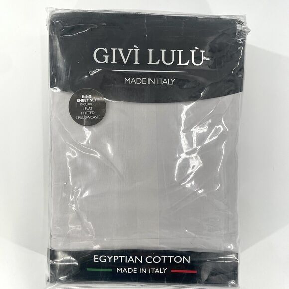 Givi Lulu King 600TC Sheet Set 100% Cotton Sateen Solid Silver Egyptian Cotton - Picture 1 of 6